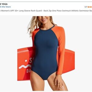 Baleaf Women's Blue and Orange Long Sleeve One Piece